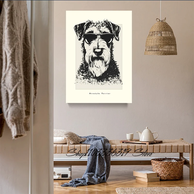 Retro Dog Illustration Tibetan Terrier Sketch Eurasier  Art Poster Canvas Painting Wall Prints Pictur Living Room Home Decor