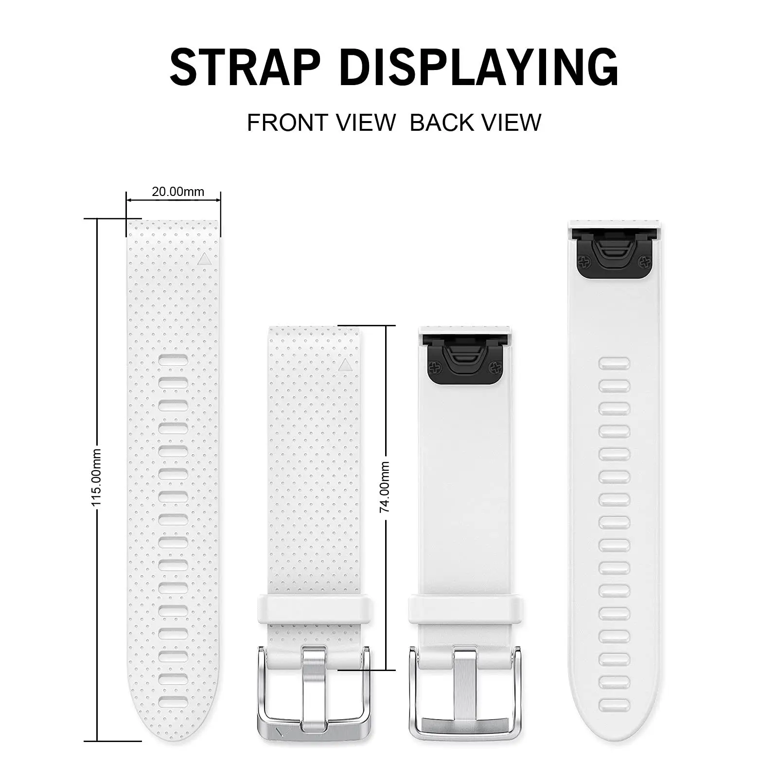Pulseira de substituição de silicone macio, pulseira de relógio Quickfit, compatível com Fenix 5S, 6S Plus, Fenix 6S Pro, Fenix 7S