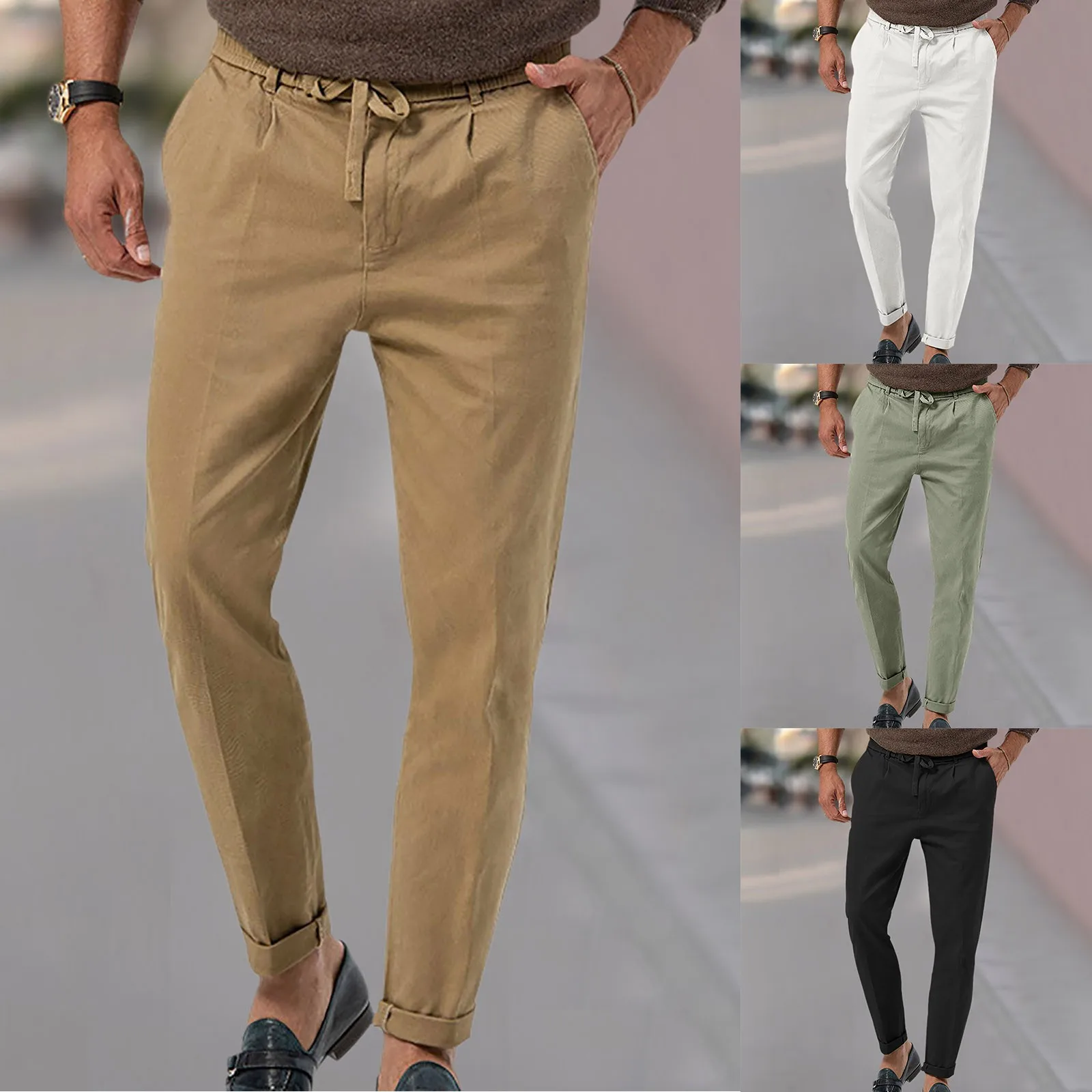 Pantalones Hombre Business Casual Herren lose große elastische Taille Baumwolle vielseitige einfarbige Sport hose für Männer