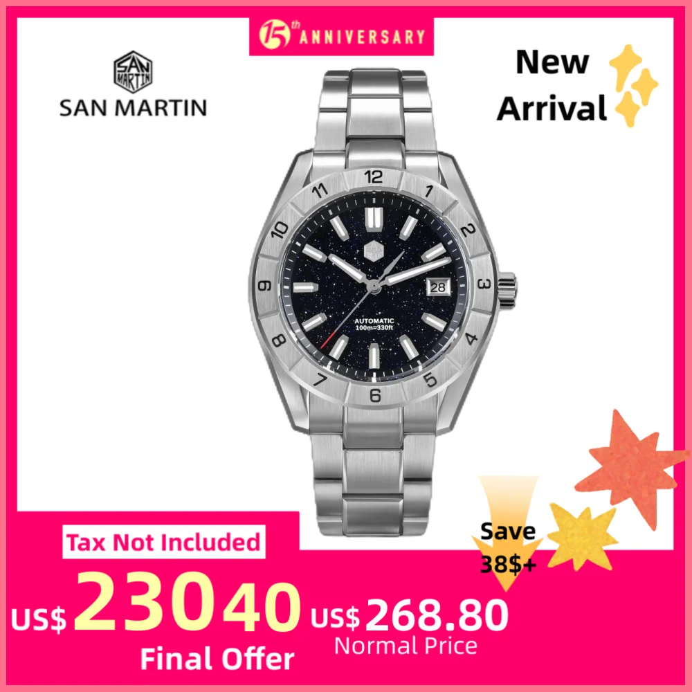 

San Martin 42mm NH35 Watch For Men Timepieces Malachite Gemstone Dial Sapphire BGW-X1 Lume 10Bar Swim reloj hombre Lujo SN0130B