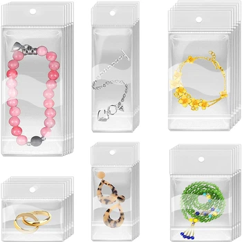 100pcs 목걸이 쥬얼리 홀더 포장에 대 한 명확한 셀프 인감 비닐 봉투 주머니 향 주머니 중소 기업 주문 주최자 용품