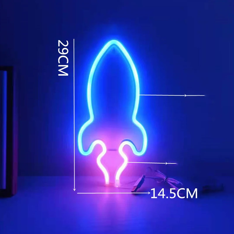 LED Neon Night Lights Heart Lightning Planet Shaped Sign Hanging Neon Lamp USB Decorative Wall Lights for Wedding Birthday Party