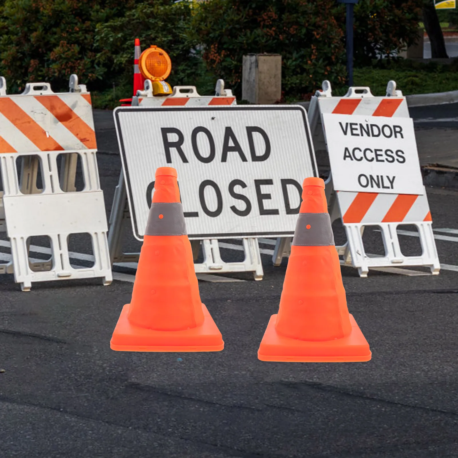 

2pcs Collapsible Traffic Cone Bright Reflective Safety Road Marker For Parking Lots Construction Emergency Multi Purpose