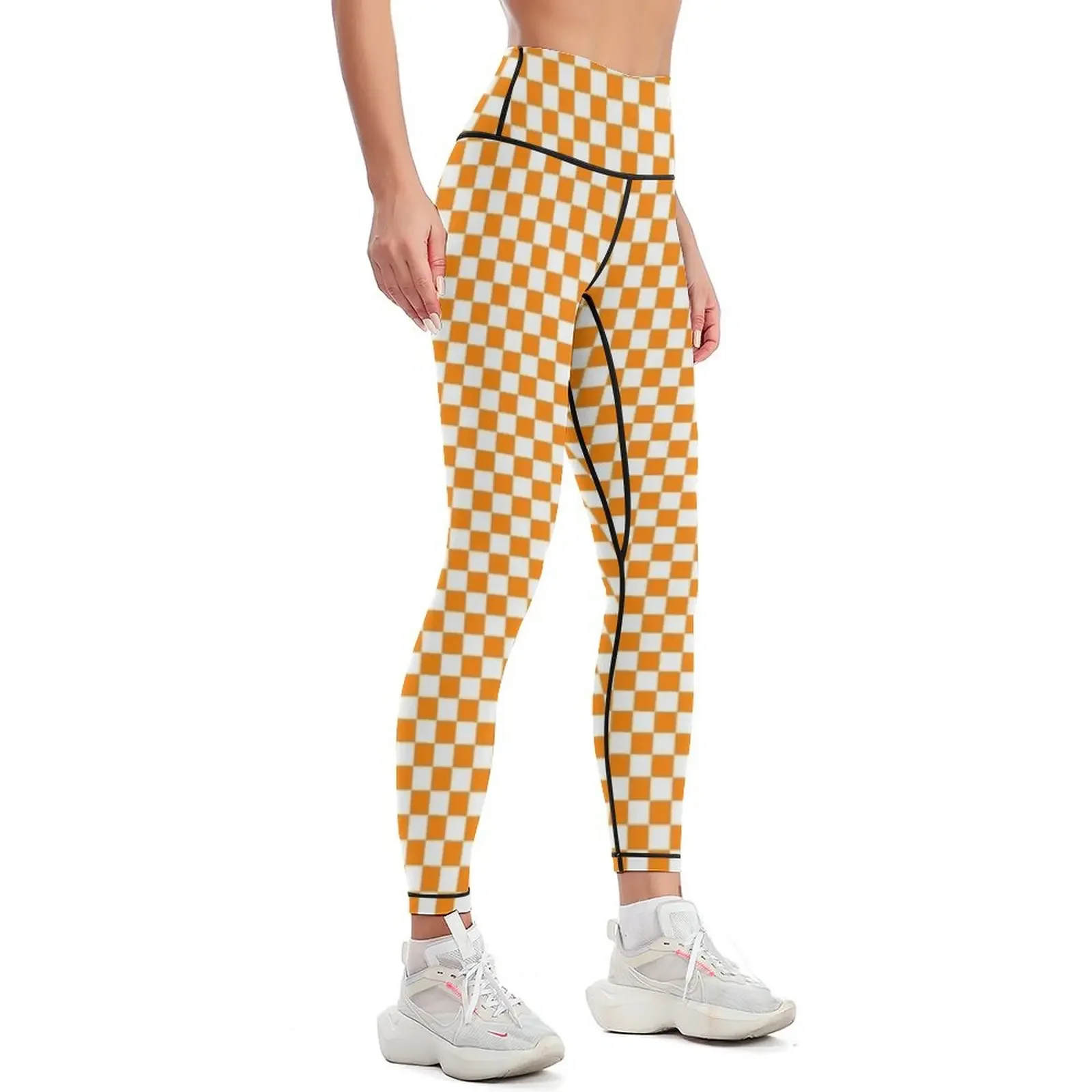 Orange/white checkered pattern Leggings active wear Jogger pants sporty woman push up harem pants Womens Leggings