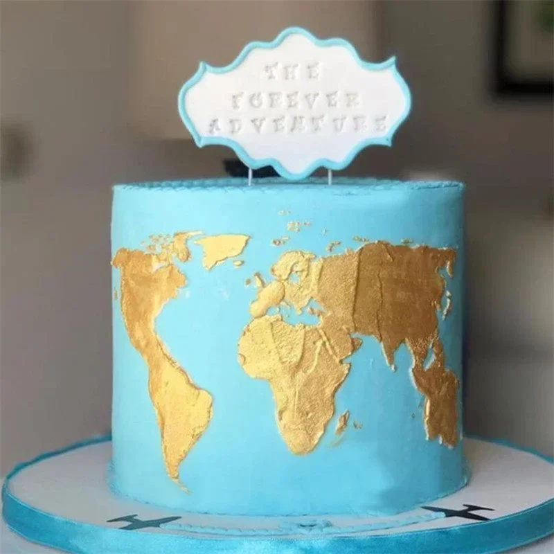 World Map and Landmark Building Cake Stencil Fondant Cake Decorating Stencil Molds