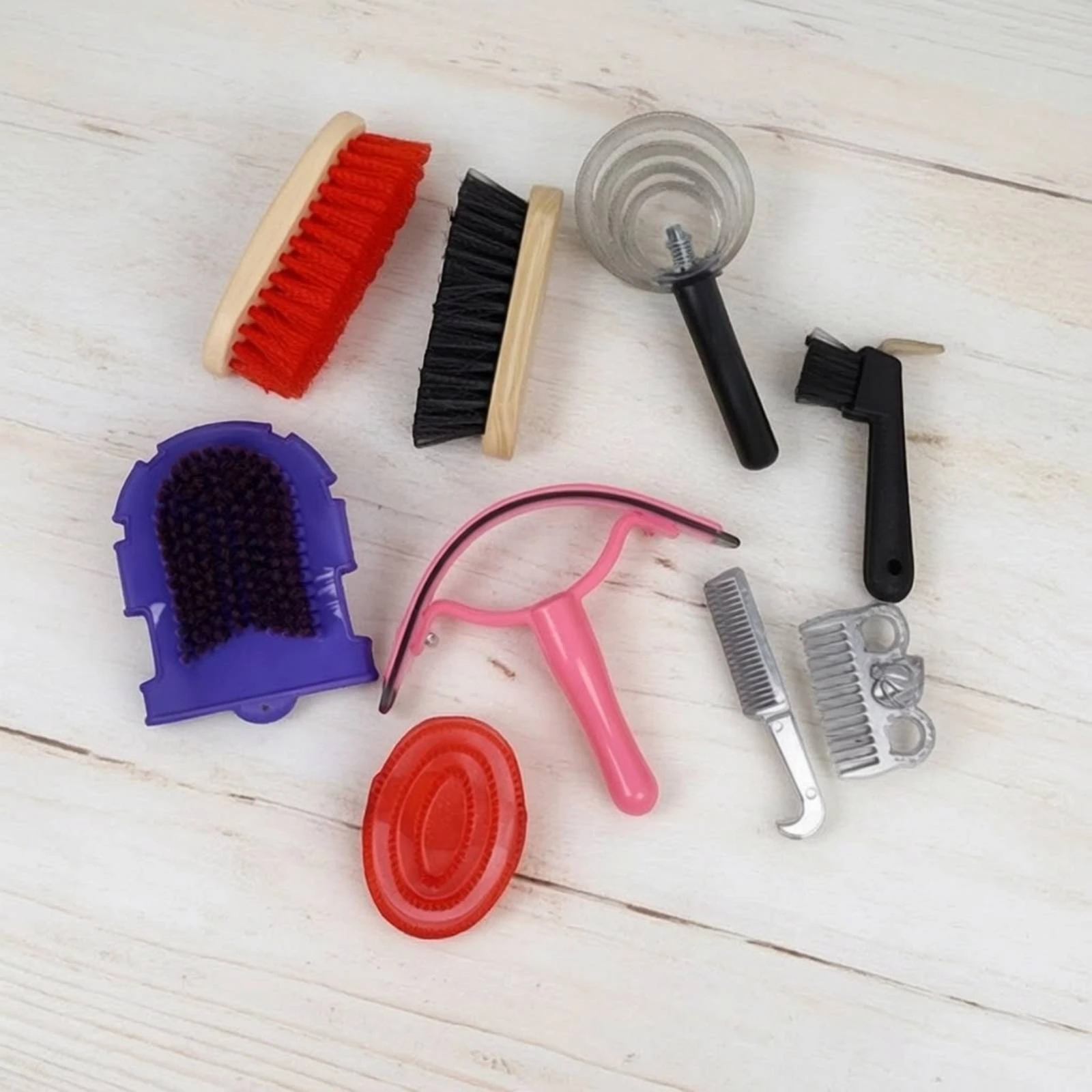 Horse Grooming Set with Brushes Long-Lasting Horse Brush Set Equine Tools Professional Portable for Equestrians, Tack Room