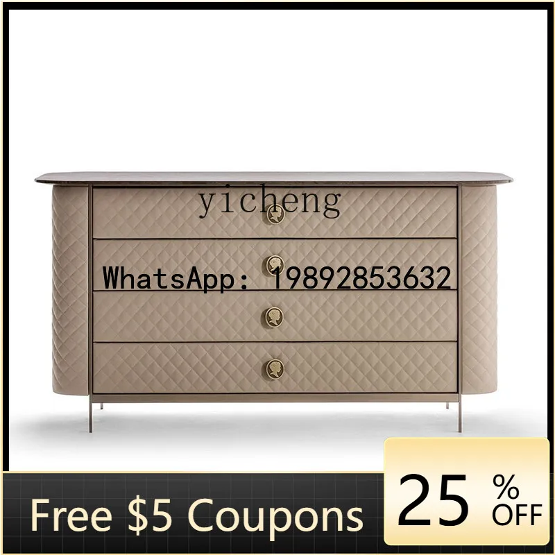 

z7 light luxury solid wood chest modern leather porch cabinet side cabinet stainless steel bedroom locker