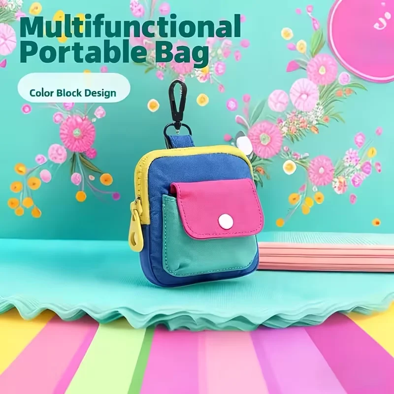Macaron-style Portable Zero Wallet and Mini Storage Bag - Compact Nylon Small Bag, Cute Small Storage Bag