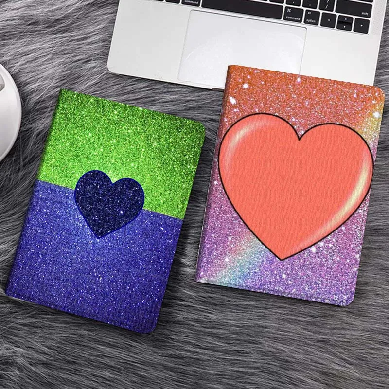 

Love Heart Sparkling Sequin Gift For Huawei MediaPad T5 T10s M6 M5Lite SE Honor Tab 5 6 7 V7 V8 X8a X9a Pro Soft Tablet Case