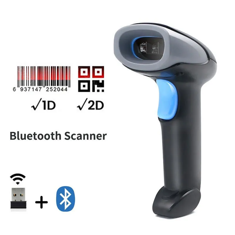 

Supermarket Logistics Express Wired/Wireless 1D/2D Code Scanner Portable Wireless Barcode QR Scanner