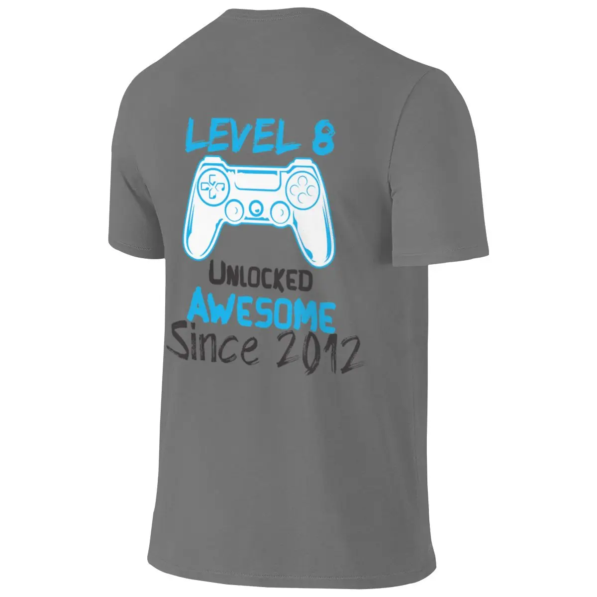 Level 8 Unlocked Awesome Since 2012 - Gaming - Gamer Couple Style Reversible T-shirt Niche Casual Neat Stitching Basic Tee