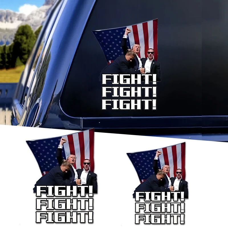 TRUMP FIGHT 2024 Car Stickers Auto Window Trunk Bumper Door Waterproof Vehicle Decoration Durable Trump Shooting Vinyl Decals