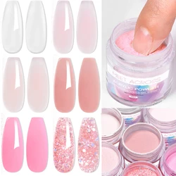 MEET ACROSS 10g Acrylic Powder Clear Pink White Nail Professional Polymer For French Nail Extension Nail Art No Need Lamp Cure