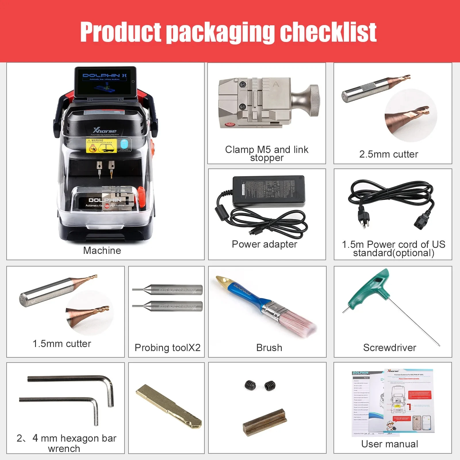 Xhorse Dolphin XP005L XP-005L Dolphin II Key Cutting Machine Plus VVDI Key Tool Max Pro With MINI OBD Tool Function