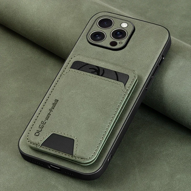 Luxe leren kaarthouder telefoonhoesje voor iPhone 17 16E 16 17 15 14 13 11 Pro Max portemonnee kaartentas leren schokbestendige achterkant hoesje
