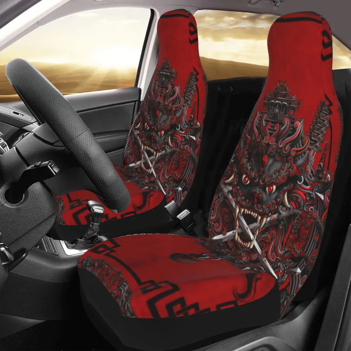 

Goth Oni, Japanese Demon Car Seat Cover Custom Printing Universal Front Protector Accessories Cushion Set