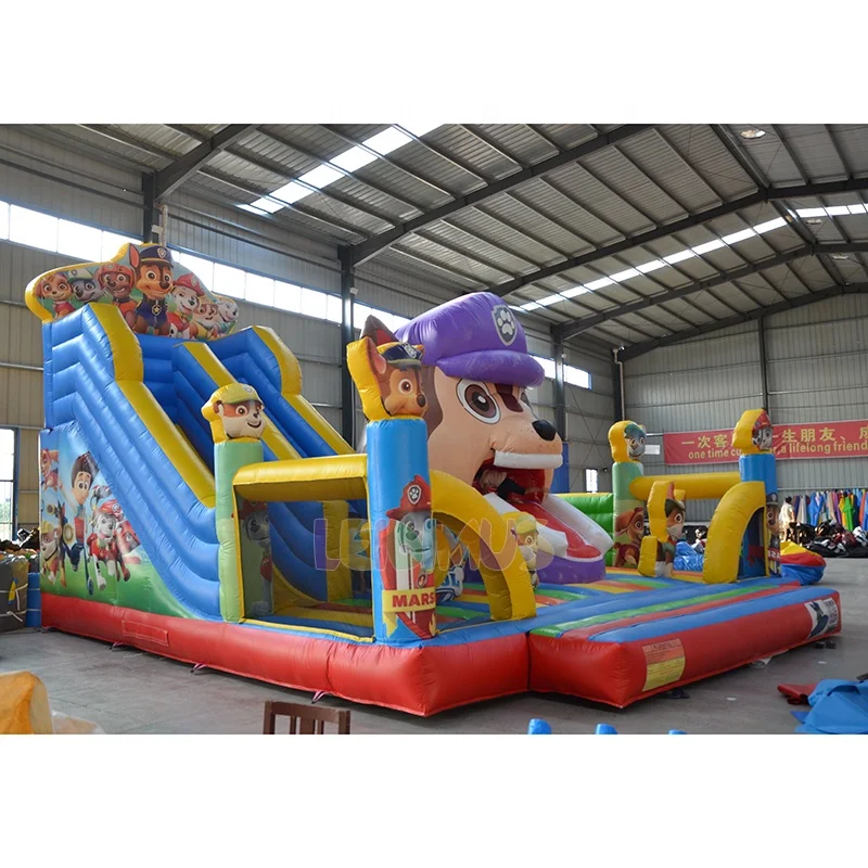 Cartoon bounce house with inflatable water slide puppy Patrol Jumping Castle animation theme inflatable castle for kid party