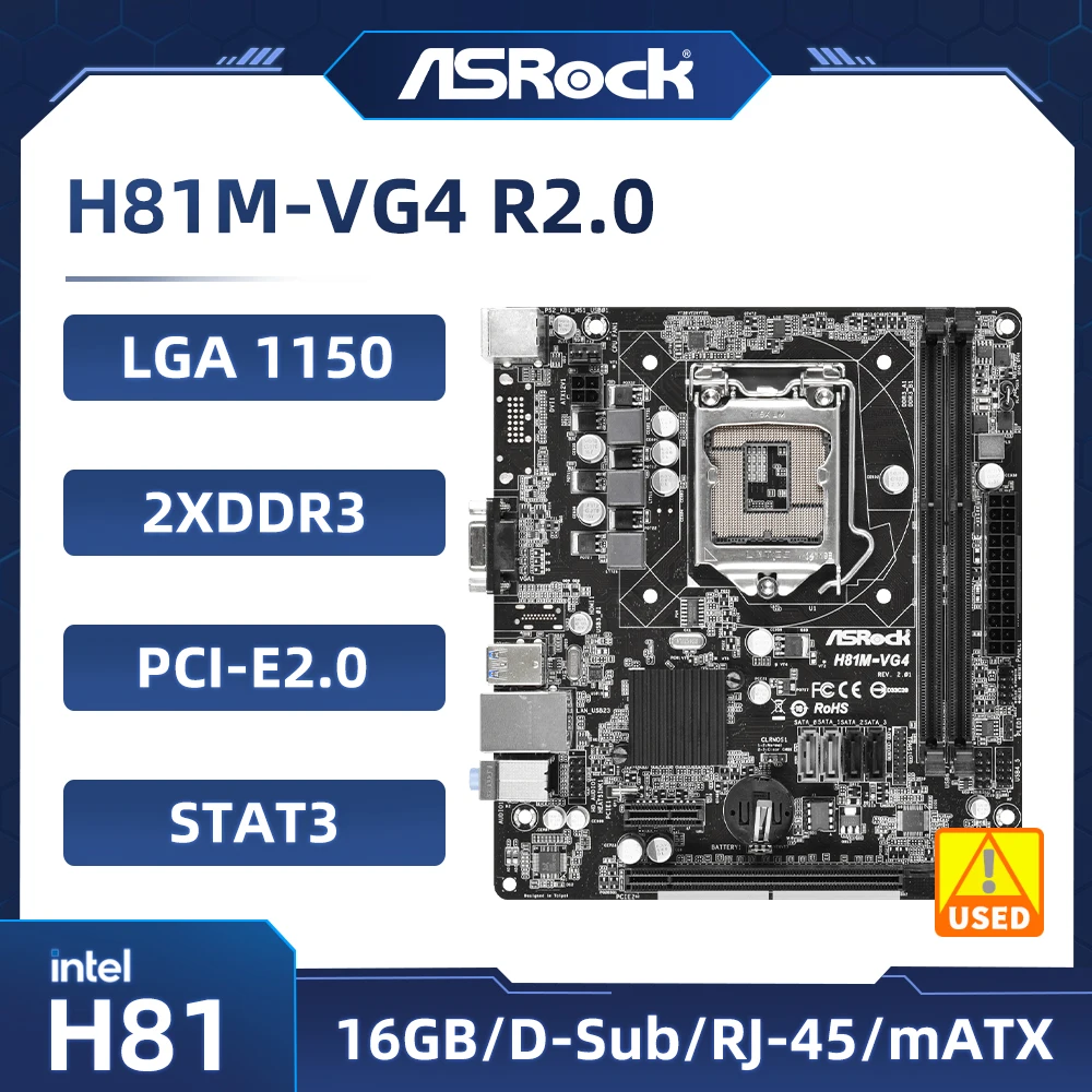 H81Motherboard ASRock H81M-VG4 R2.0 Motherboard LGA 1150 Intel H81 support 4770 4170 4590 4460 4690 4150 G3420 cpu DDR3 16GB