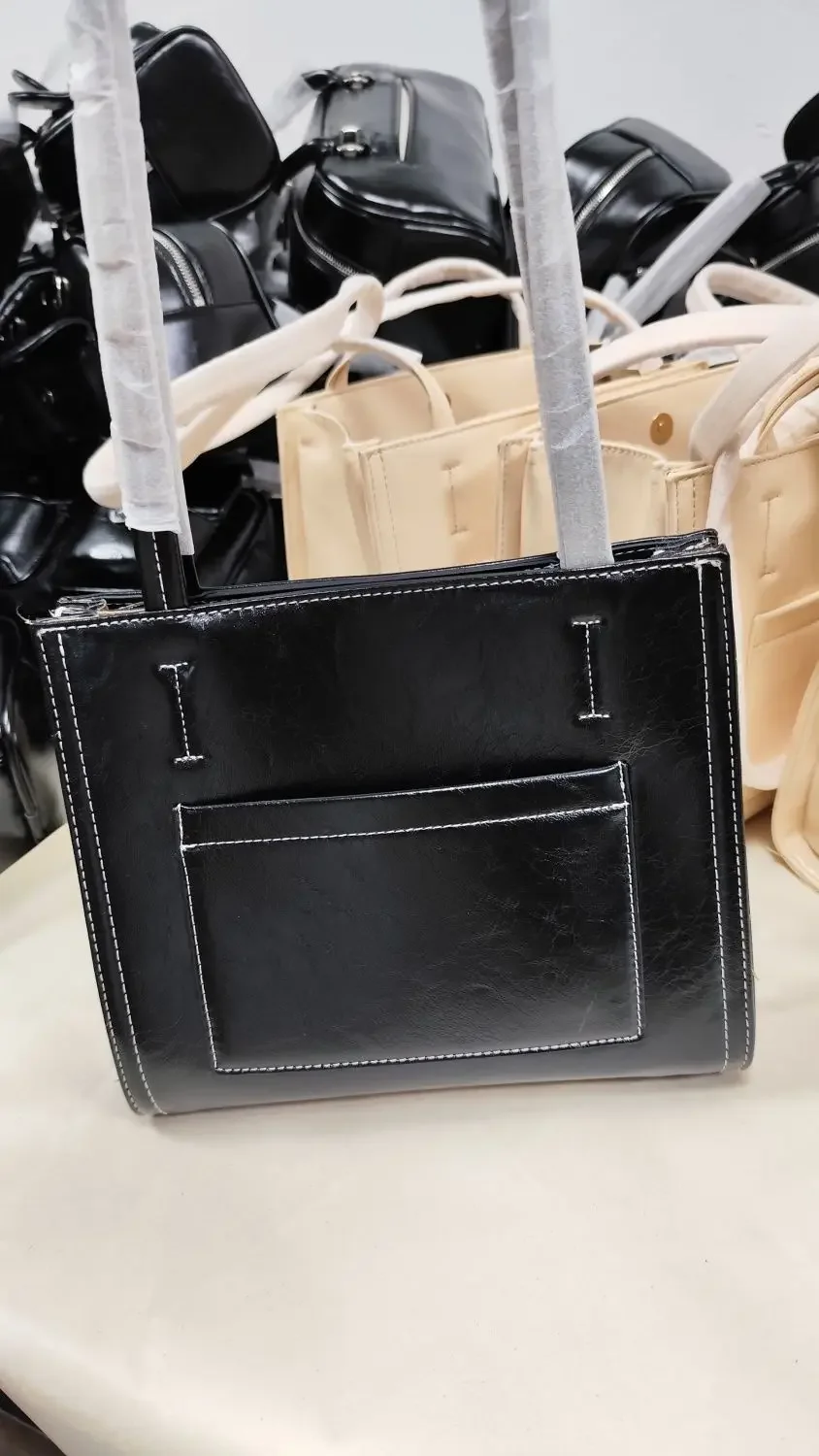 

Korean Niche Design Unique Women's Handbag Tote Bag Faint Needle Single Oulder Bags Underarm Bag Square Bag Sewing Line Pure