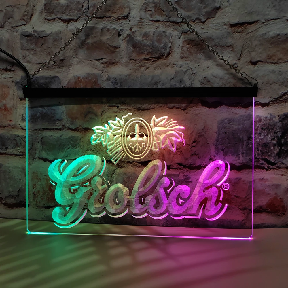 Letrero de neón LED Grolsch Beer Bar Pub Club con efecto de flujo colorido, perfecto para decoración del hogar y para crear ambiente festivo