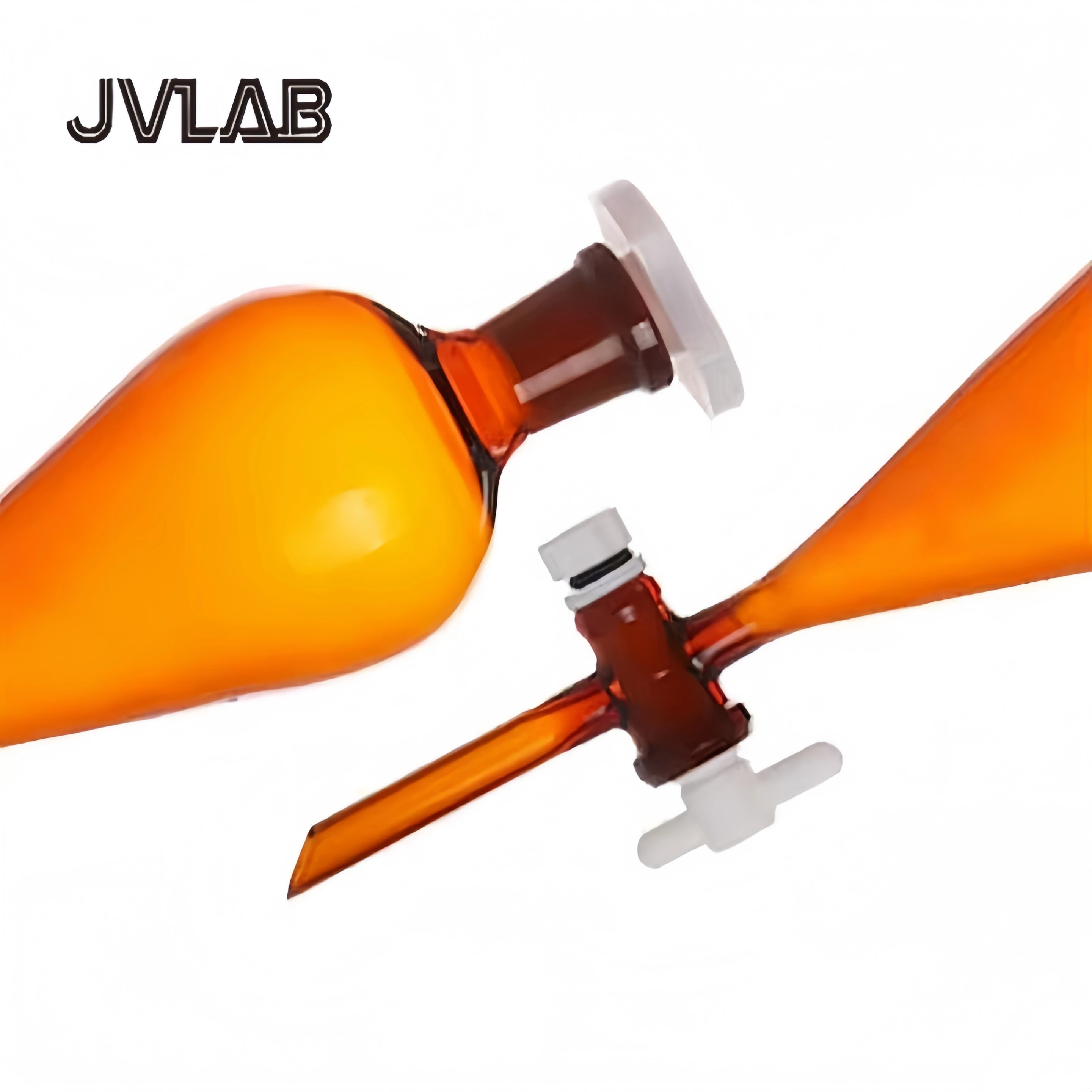 

PTFE Stopcock Borosilicate Brown Glass Separating Funnels Pear 1000ml/Conical Heavy Wall Lab Kit JVLAB