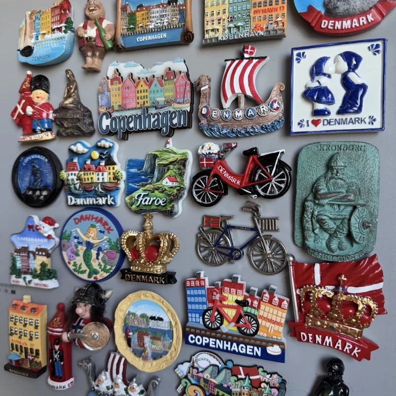 مغناطيس الثلاجة الدنمارك Nordic Nyhavn جديد هاربور شارع المشهد البيت كوبنهاغن الدنماركية القراصنة دراجة الثلاجة ملصق الثلاجة #3