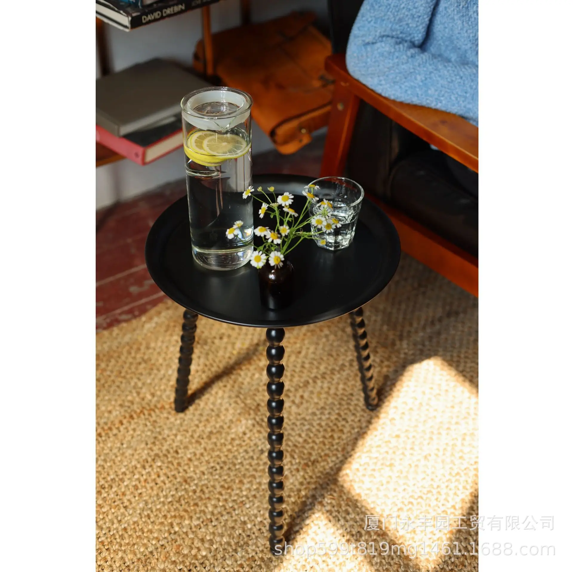 

Black Beaded Romantic Versatile Classic Metal Side Table Design Art Corner Table Bedside Table Retro Minimalist