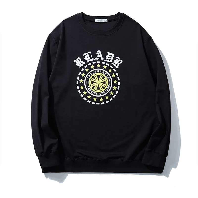 Sweat-shirt à col rond et manches longues pour homme, style gothique, imprimé étoile et croix RLADR, décontracté, coupe ample, streetwear, printemps-automne