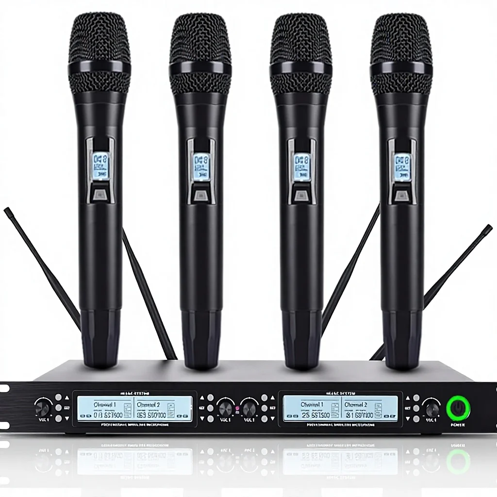

UK-400 Professional UHF Wireless Microphone System 600 FT Ultra Long Distance Intelligent Anti-Whistling Four-Antenna