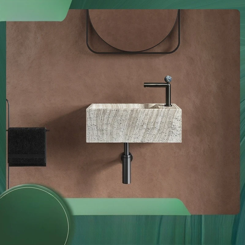 

Bathroom integrated wall-mounted small apartment household artificial stone wall-mounted hanging basin
