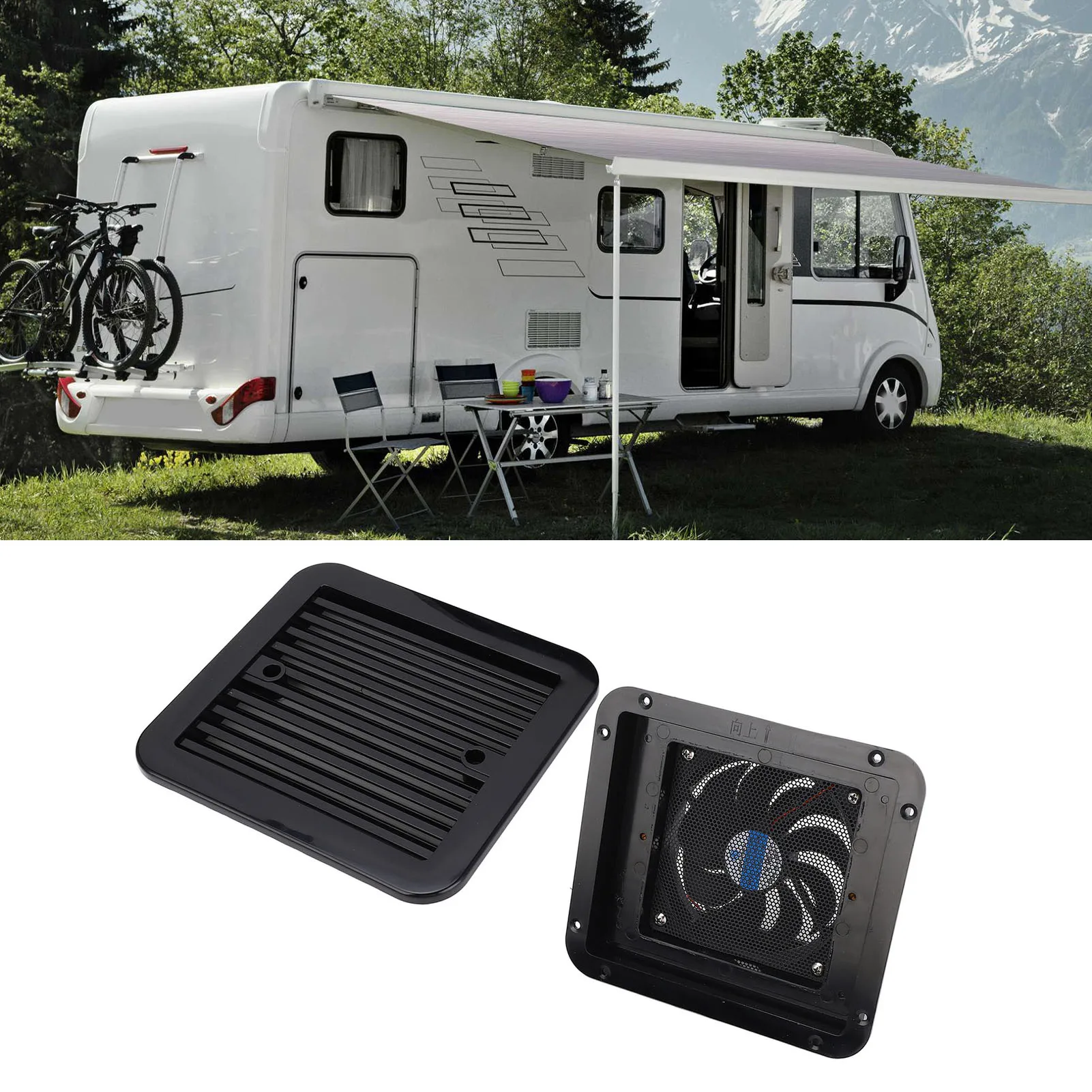 

RV Air Vent Ventilation Fan Easy Installation 205 X 185mm Single Way Versatile RV Side Vent Fan Convenient Cover for Campervan
