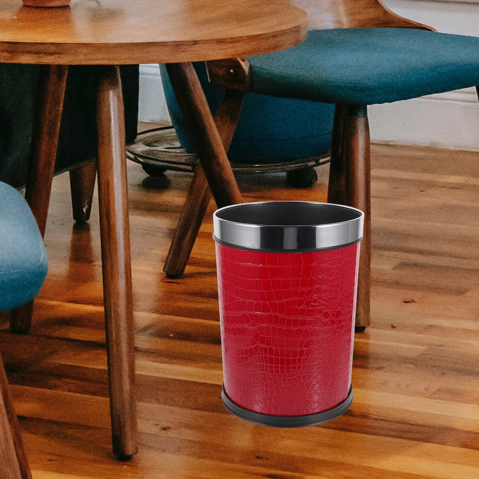 

Sturdy Garbage Can Large Capacity Trash Bin for Office Bedroom Hotel Waste Container Wide Opening Stainless