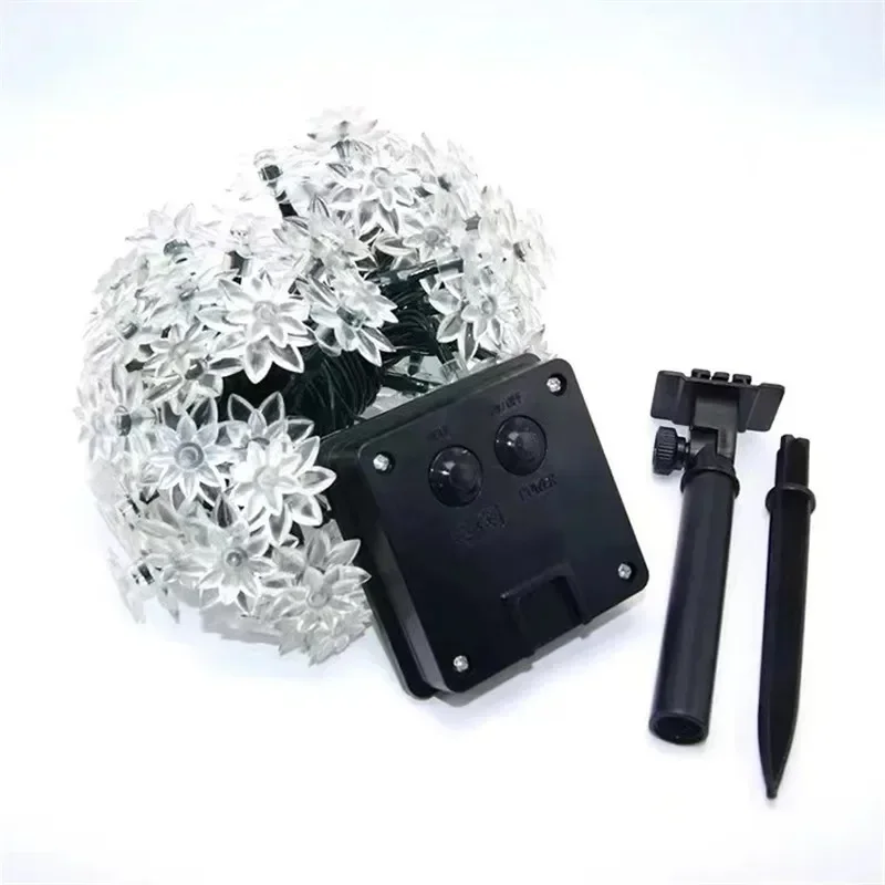 20-100LED Solar Lotus String Lights Decoration Christmas New Year\'s Outdoor Decorative Lamps Flash Flower Garlands Fairy Light