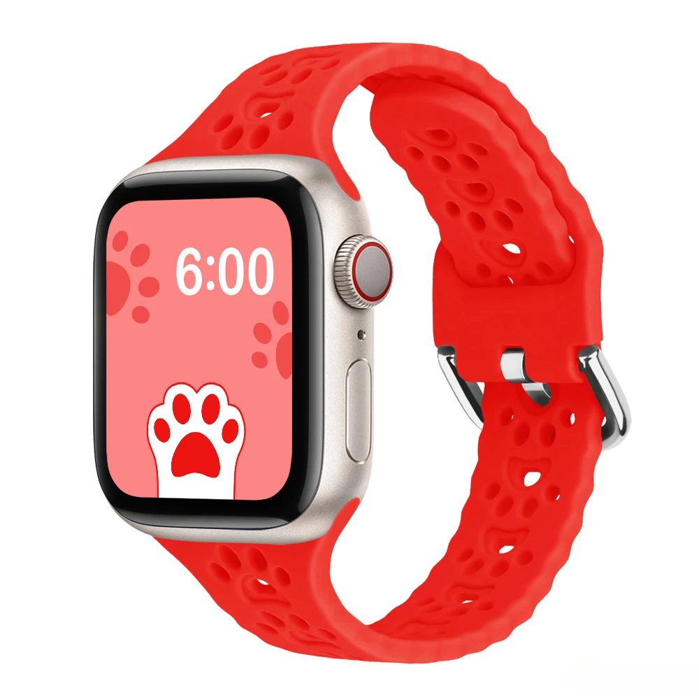 猫の足型シリコンストラップ Apple Watch バンド 46mm 42mm Correa 40 44mm ブレスレット iwatch シリーズ ウルトラ 10 9 8 7 SE 6 5 49mm 45mm 41mm対応