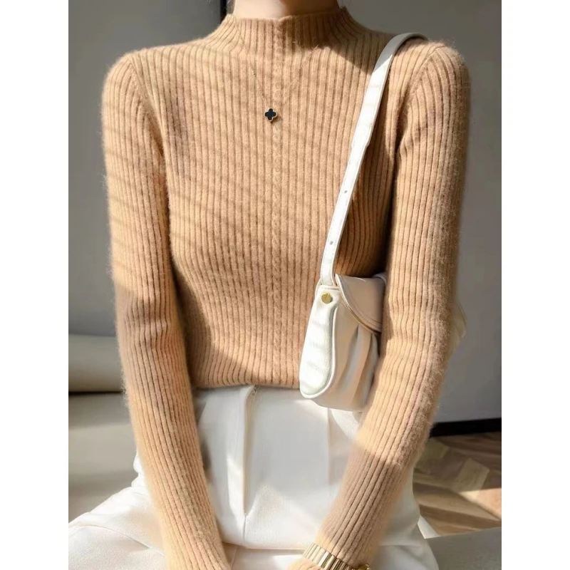 Half High Collar Pullover Plus Size Winter Cashmere Sweater Women Wool Thicken Warm Knitwear Woman Clothes Outwear Knited Tops