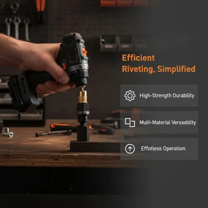 Hand Rivet Nut Head Set Labor-saving Manual Riveter Accessory Kit for Home DIY Furniture Repair Metal Working Projects