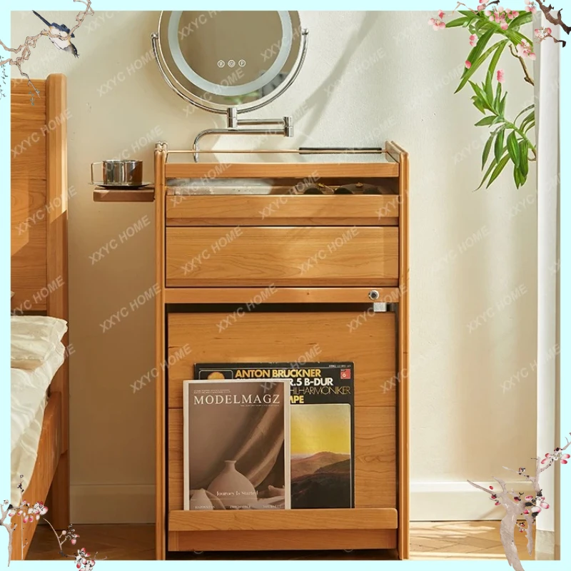 X-S Cherry wood solid wood dresser mini small cosmetic table Japanese-style small apartment narrow bedside table 1