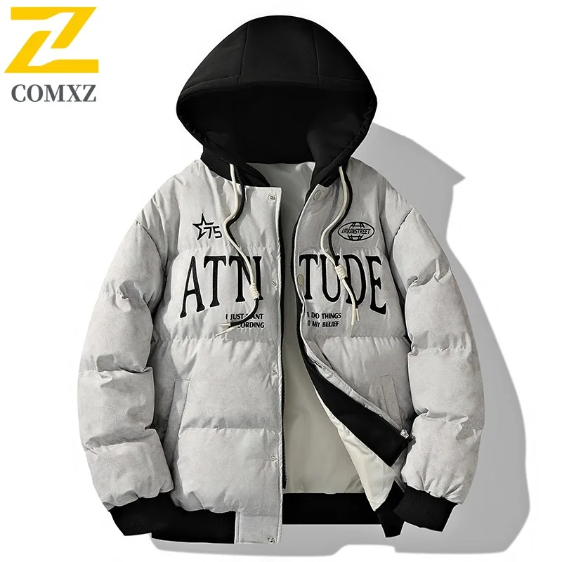 

COMXZ 2025 новое зимнее американское модное повседневное пальто с цветными блоками из двух частей с толстой флисовой подкладкой