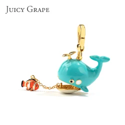JUICY GRAPE Cute Whale Pendant Necklace For Men and Women Simple Fish Necklaces Sweater Chain Accessories Jewelry Christmas Gift
