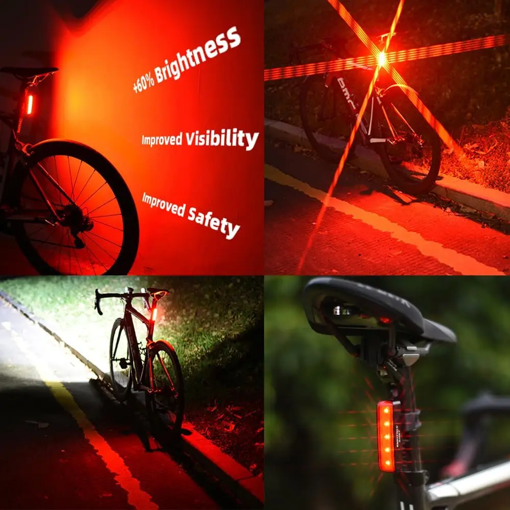 Enfitnix XlitET Smart Rear Bike Light,Brake Sensing,Auto On/Off,Super Bright 6 Modes,USB-C Rechargeable Bike Tail Light,IPX5