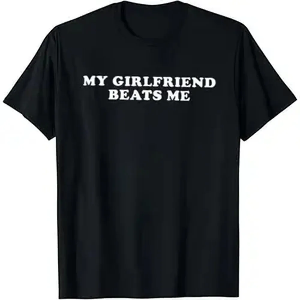 Men's Black Cotton Graphic T-Shirt - Soft Round Neck, Short Sleeve, Humorous Relationship Design, Casual Streetwear, Versatile Everyday Sports Top, Gifts for Boyfriend, Graphic T Shirts