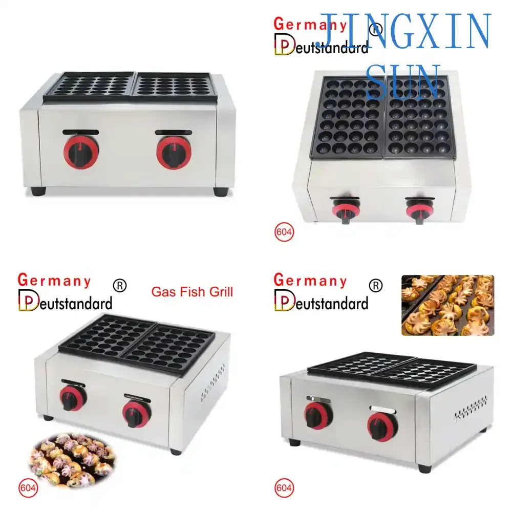 Cuisinière à gaz en acier inoxydable pour machine à takoyaki, plancha à gaz pour poisson en inox, équipement de cuisson professionnel pour cuisine commerciale