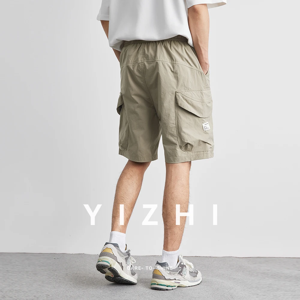 Men Summer Retro Cargo Shorts 2025 Summer Black Loose Men's Casual Shorts Side Pocket Wide Leg Short Pants for Male