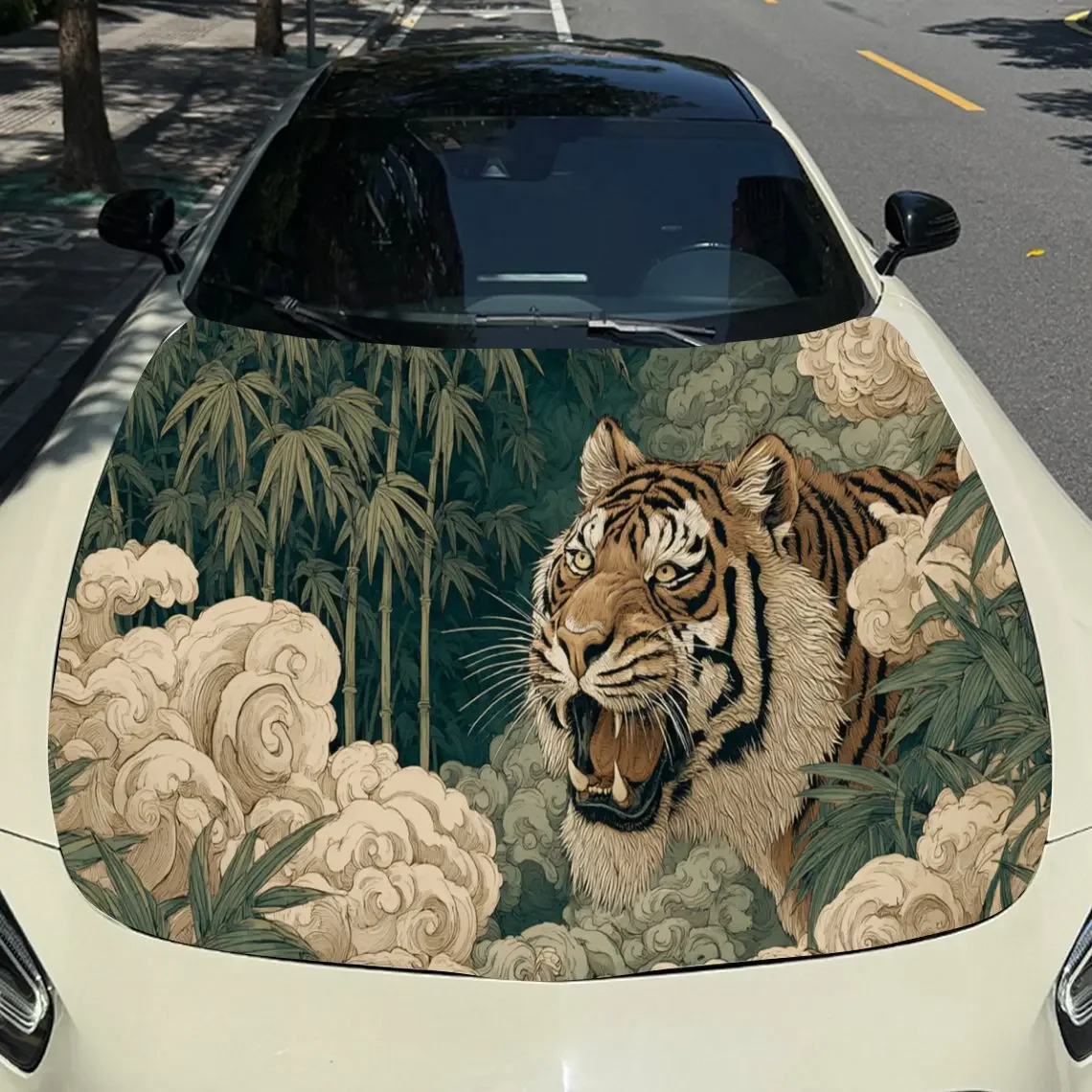 

Fierce Tiger Roar Car Hood Sticker PVC Self Waterproof Stick Striking Auto Exterior Accessories Decor Protect Gift for Car Lover