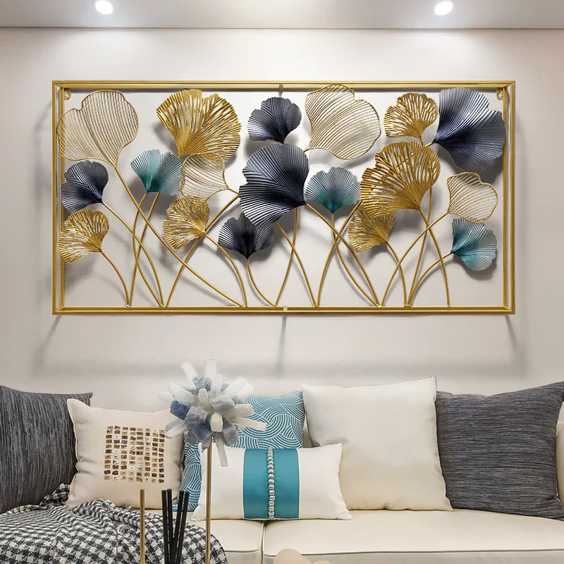 

New Chinese-Style Iron Pendant wall decor Living Room Background Wall Porch Metal home decor Creative Ginkgo Leaf Wall Hanging