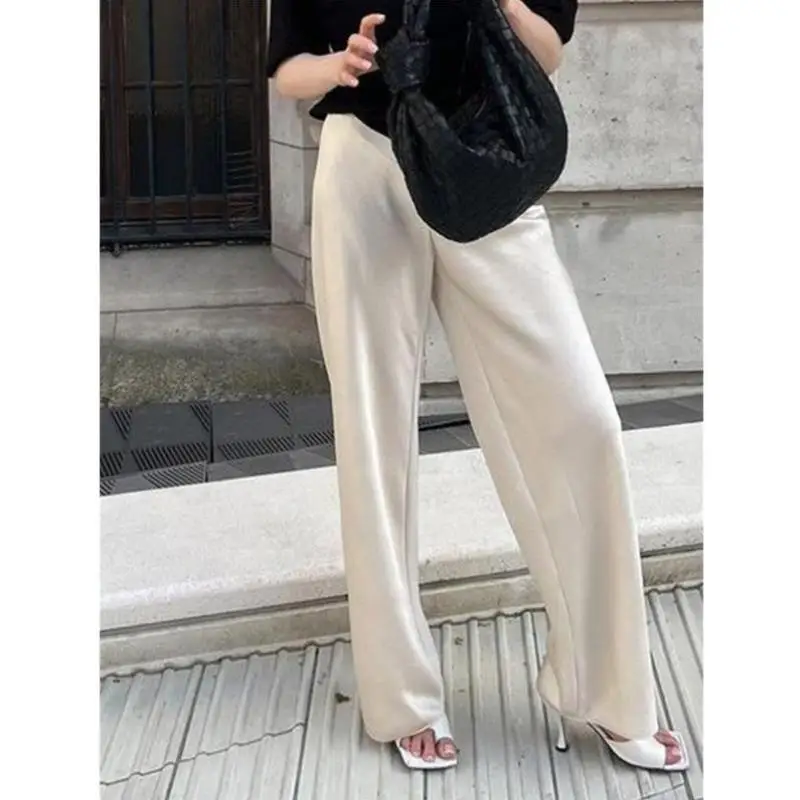 سراويل نسائية من الساتان بأرجل واسعة عالية الخصر سراويل طويلة مرنة كلينفيت Sle منتصف منخفضة الخصر مادة PVC مواد أخرى 00% #2