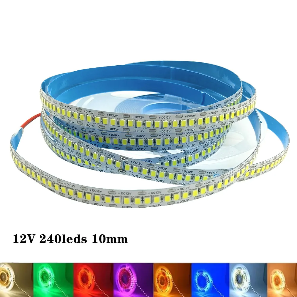 

12V 24V LED Strip 2835 240/m High Brightness Flexible 10MM Natural white Warm White Suitable for 5050 Room Decoration Strip