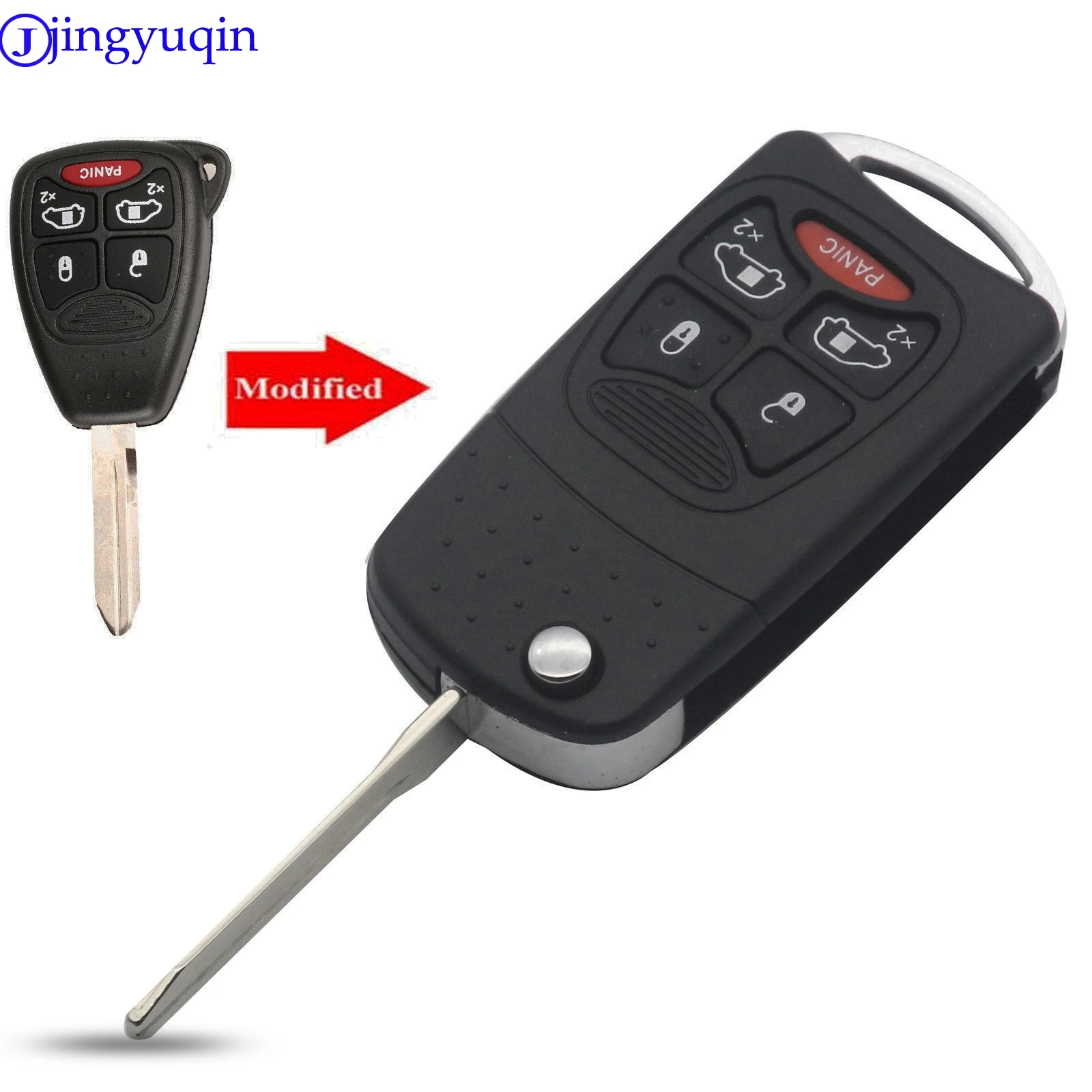 Jingyuqin centralny zamek z pilotem 6 przyciski odwróć składany zdalny klucz samochodowy Case Shell dla Chrysler Town Country Dodge Grand Caravan Jeep — zdjęcie 2