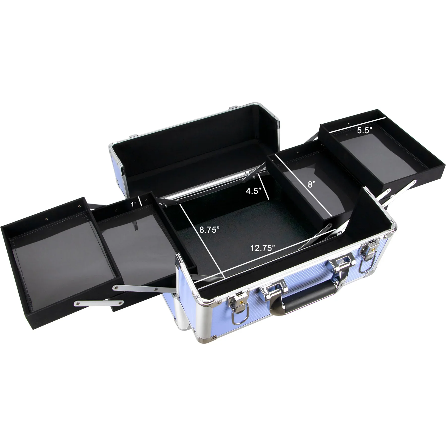 Professional 4-Wheel Rolling Makeup Case High Quality Aluminum Cosmetic Case Custom Makeup Case For Sturdy Storage