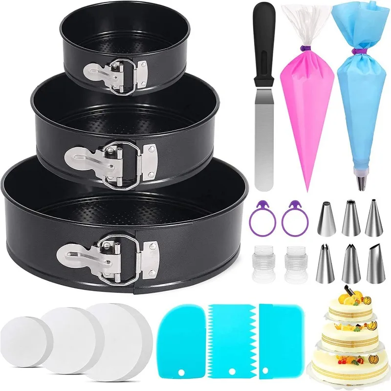 

4/7/9Inch Carbon Steel Cake Mold with Latch Nonstick Cake Tin with Removable Bottom Cake Pan Brownies Cheesecake Baking Mould